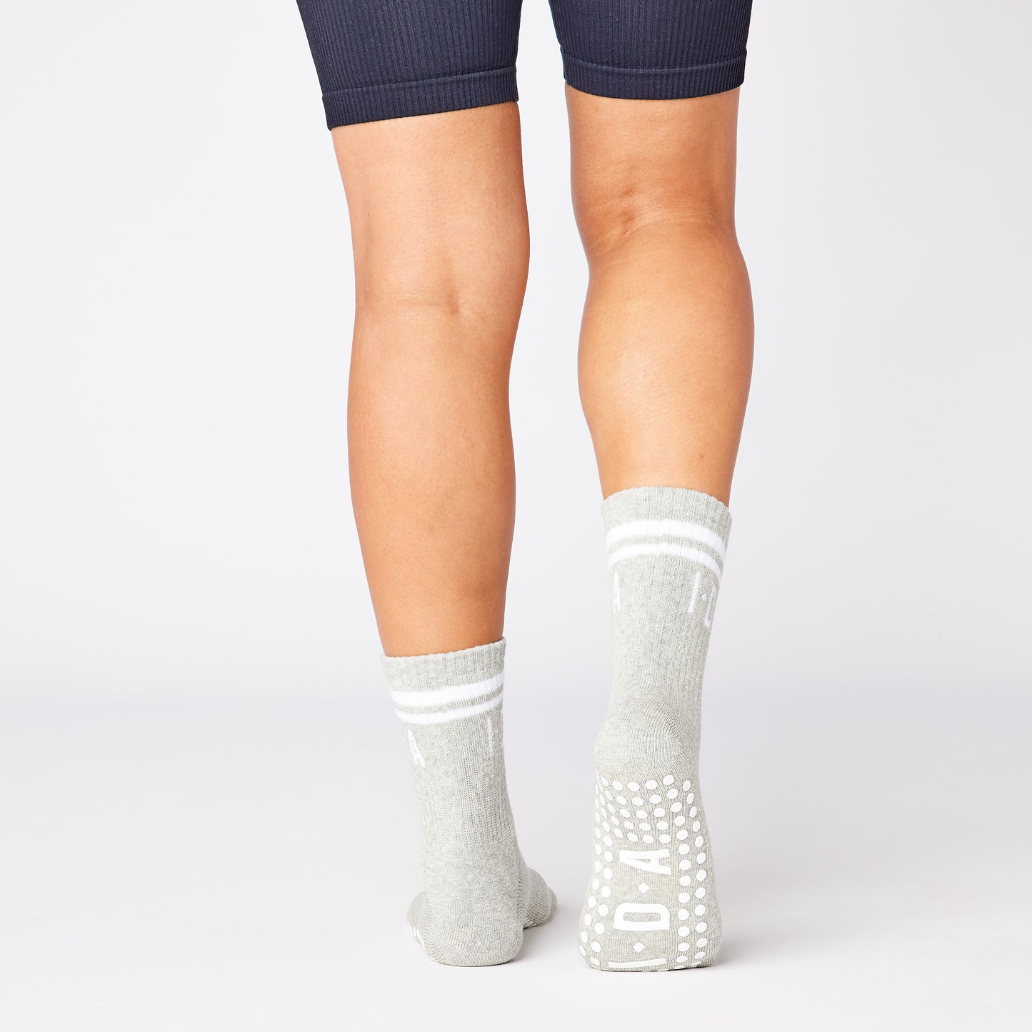 Half crew grey grip sock