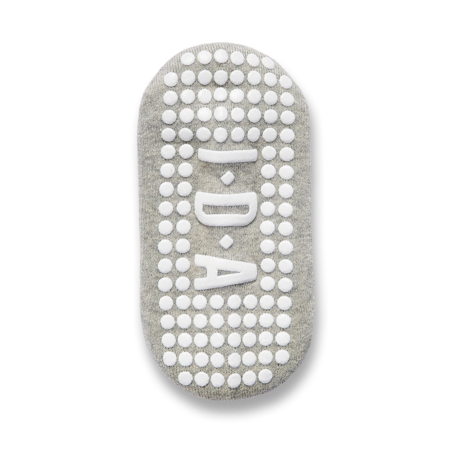 Half crew grey grip sock with non-slip sole