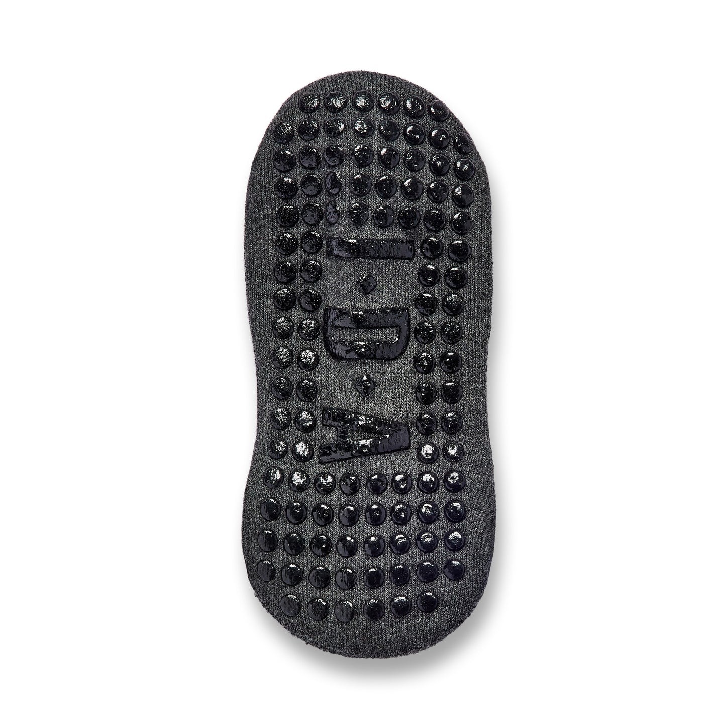 Charcoal grip sock with black non-slip sole