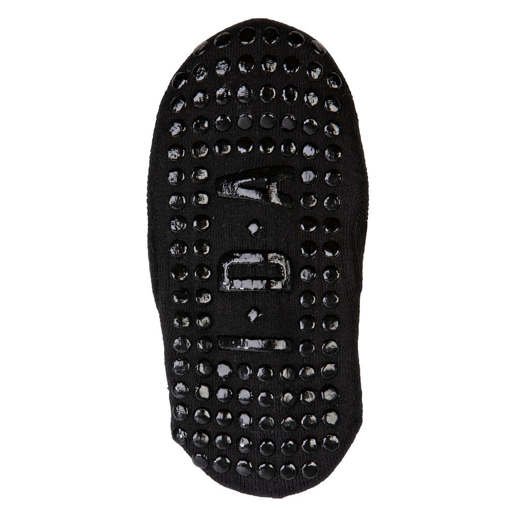 Black grip sock sole with textured pattern 