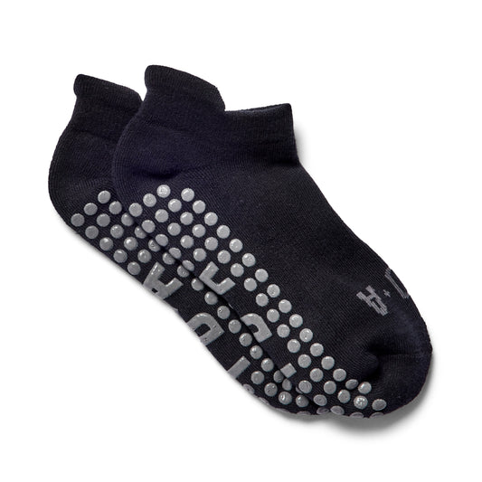 Black ankle grip sock for yoga