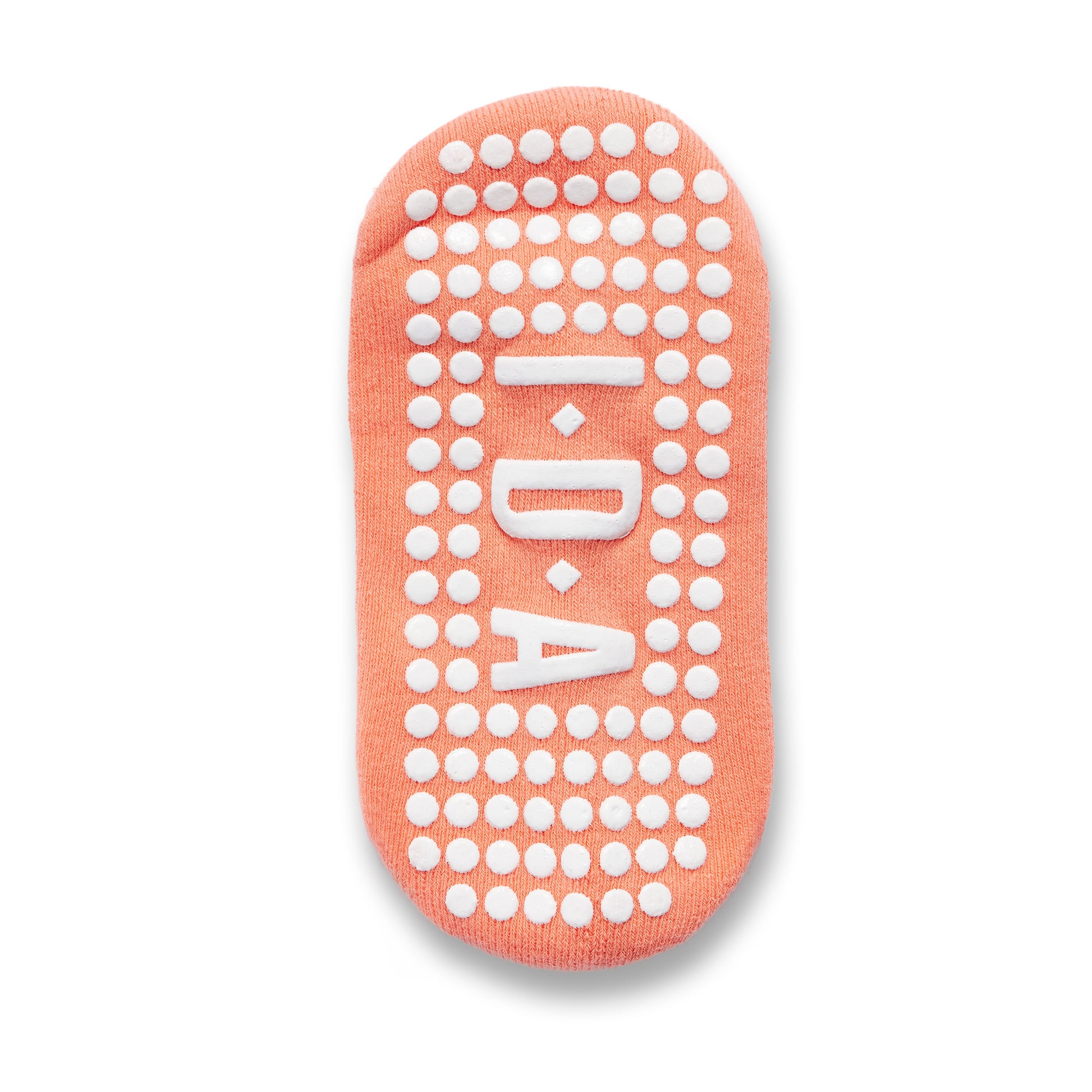 Peach grip sock with white non-slip sole